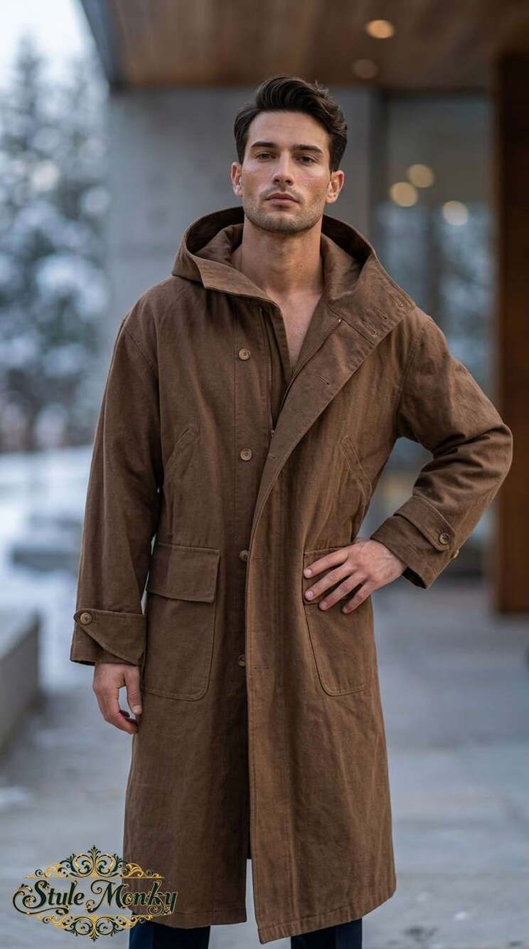 Smythe and Company hooded coat Size S brown cotton vintage jacket